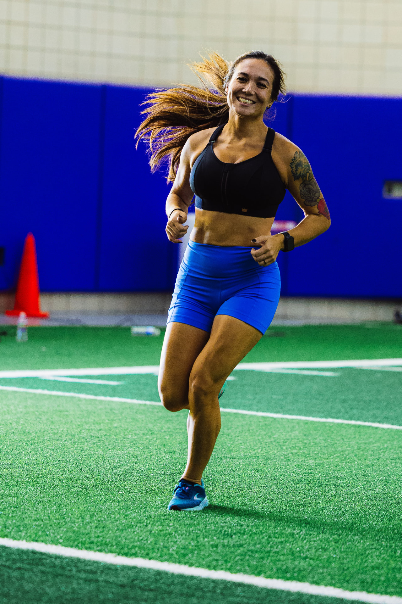 Athlete running on turf
